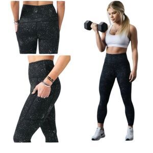 Ziya Active Black Reflected Spotted Spandex Leggings 7/8 Size 4